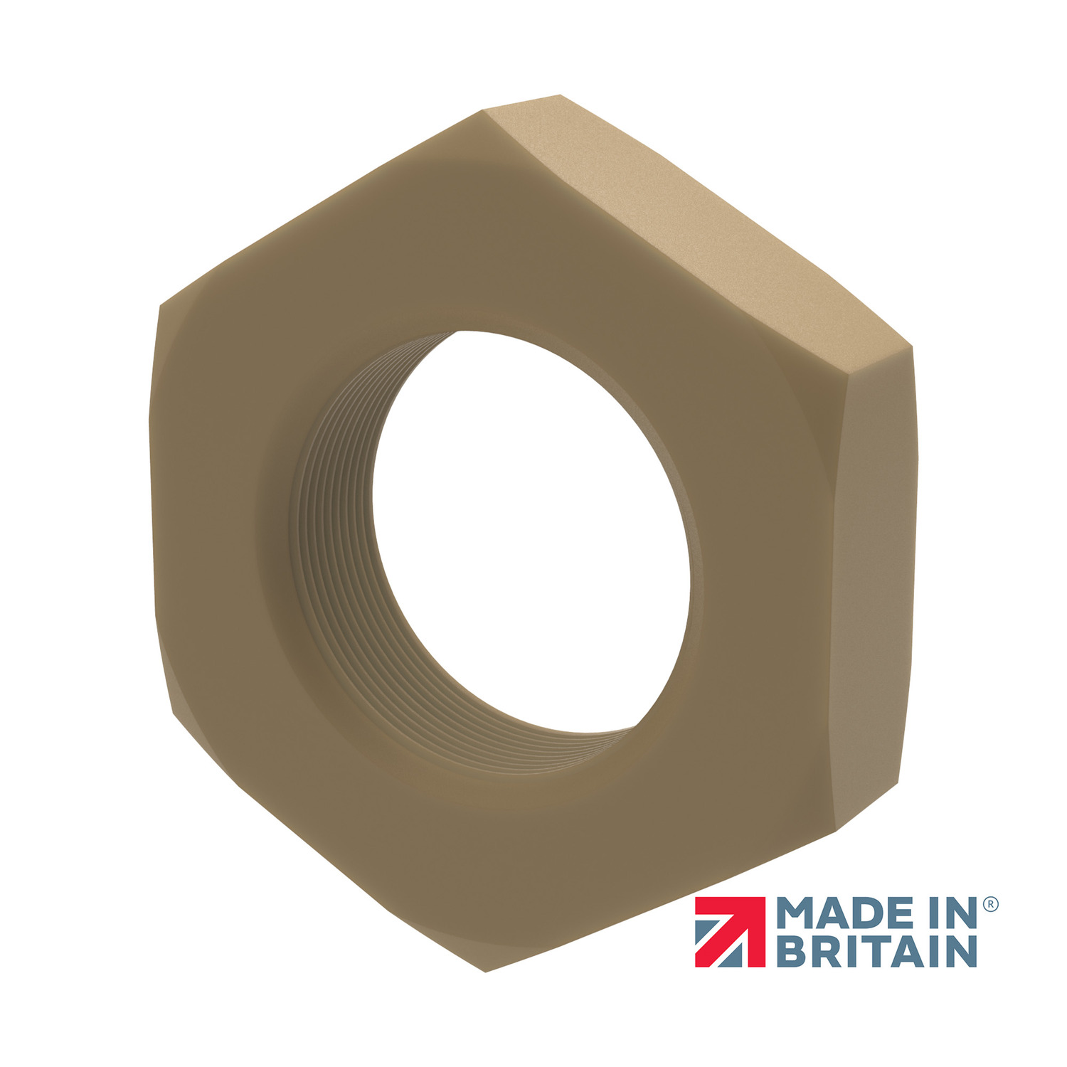 natural beige coloured PEEK hexagon nut